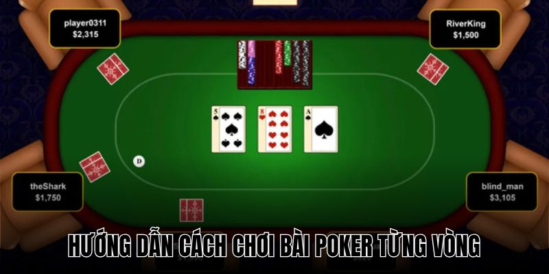 Có đến 5 vòng chơi chuẩn khi chơi bài poker